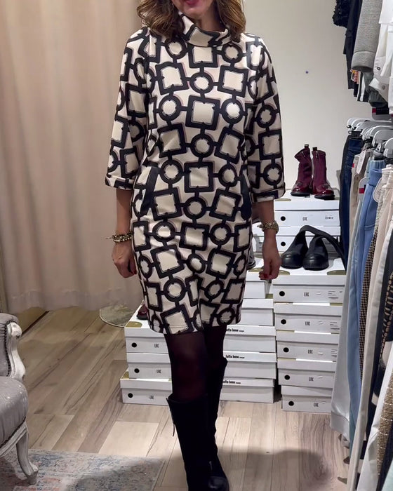 Robe décontractée à poches et imprimé géométrique