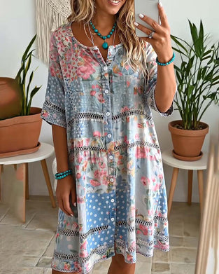 Robe Coupe Loose Imprimé Floral