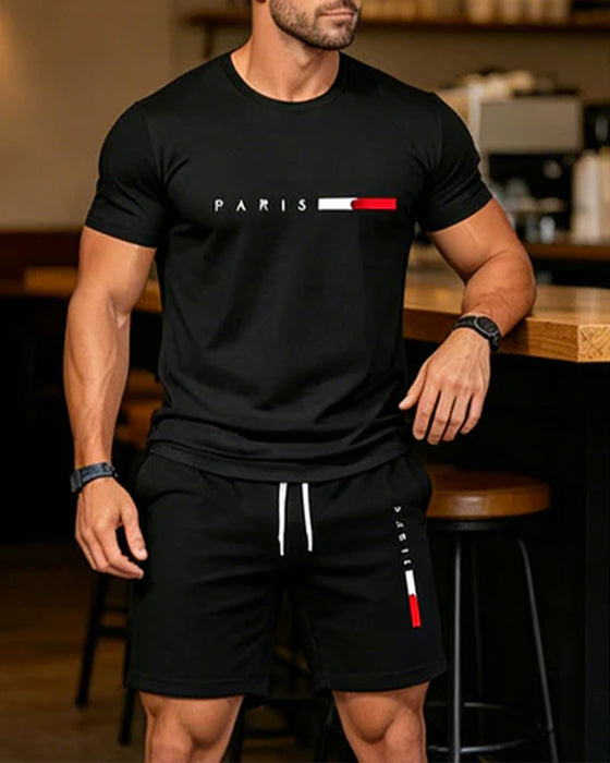 Set Hommes Col Rond Monogramme Décontracté