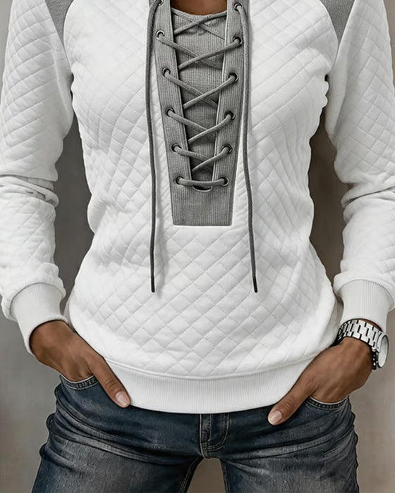 Sweat Lacet Ajusté Bloc De Couleur
