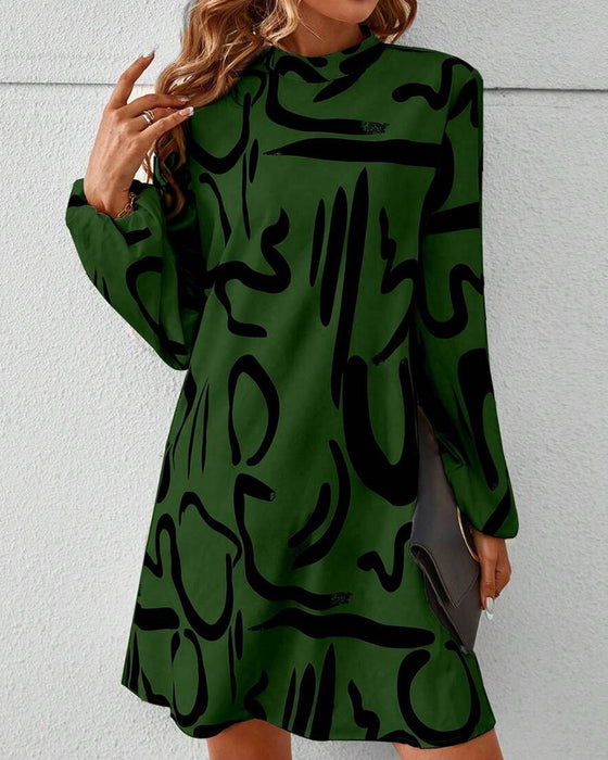 Robe Tendance Imprimé Géométrique Contrasté