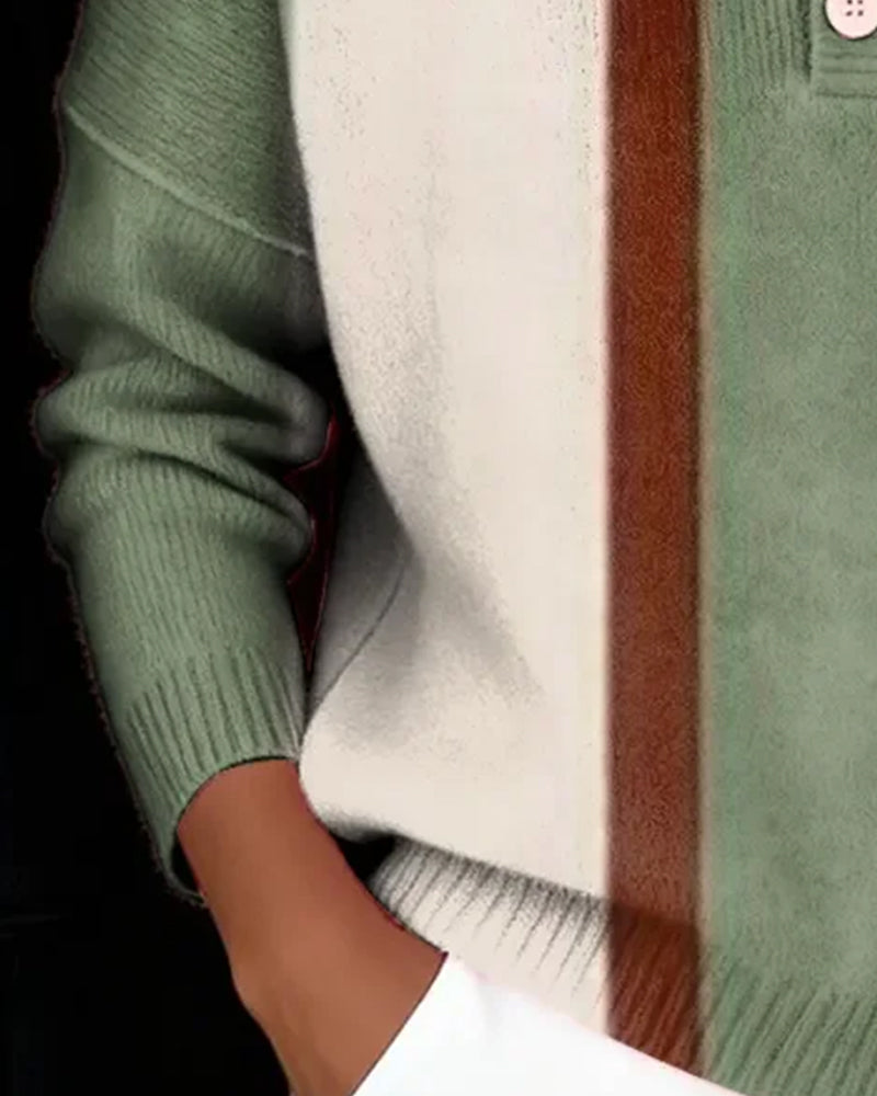 Pull À Manches Longues Et Coupe De Couleur