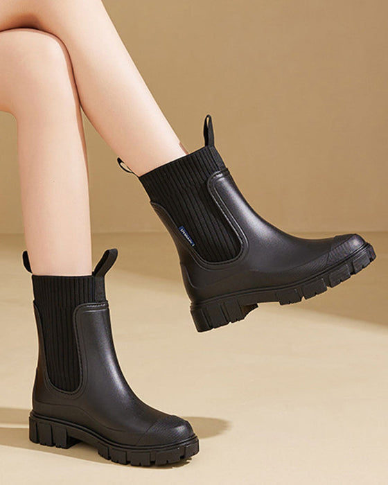 ☔️Bottes Imperméable Anti-Dérapant Semelle Épaisse Mi-Mollet