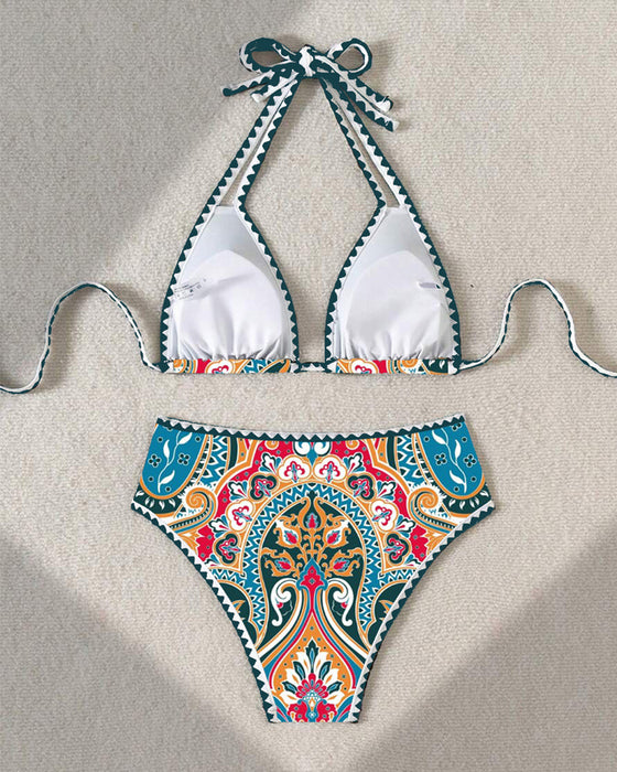 Haut de Maillot Sexy Style Soutien-gorge Imprimé Triangle