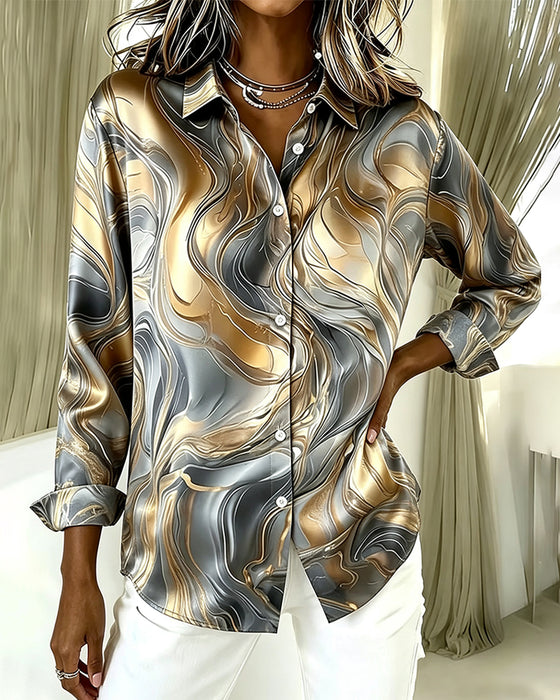Chemise À Manches Longues Avec Imprimé Marbré