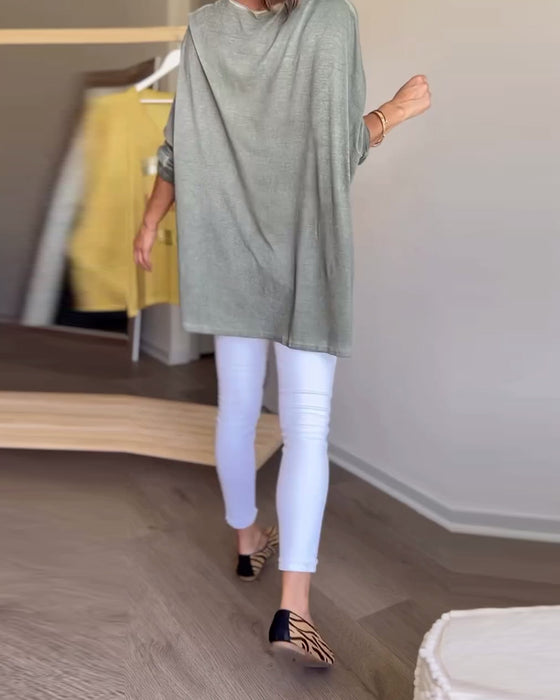 Haut lettre à manches longues et col rond