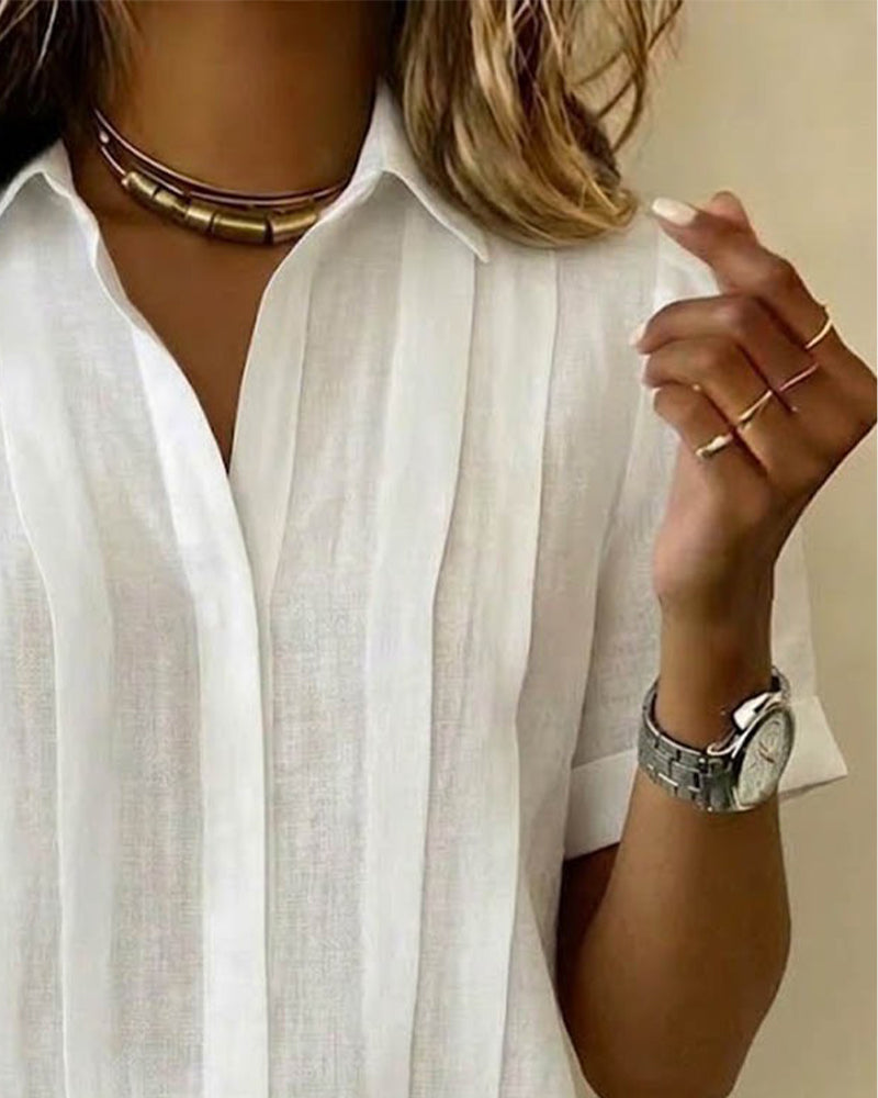Chemise Vertical Plissé Revers
