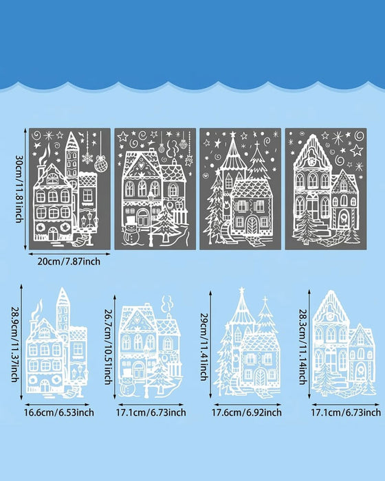 Autocollants De Fenêtre Village De Noël