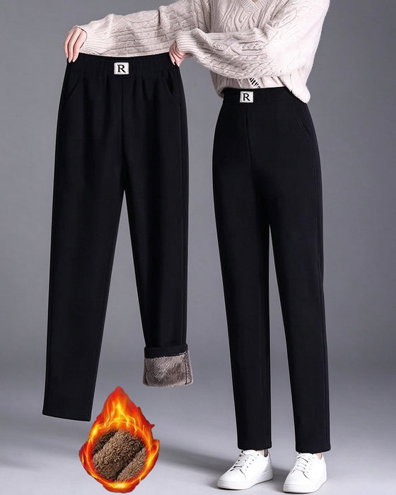Pantalon Taille Haute Doublé Polaire Épaissi Jogger