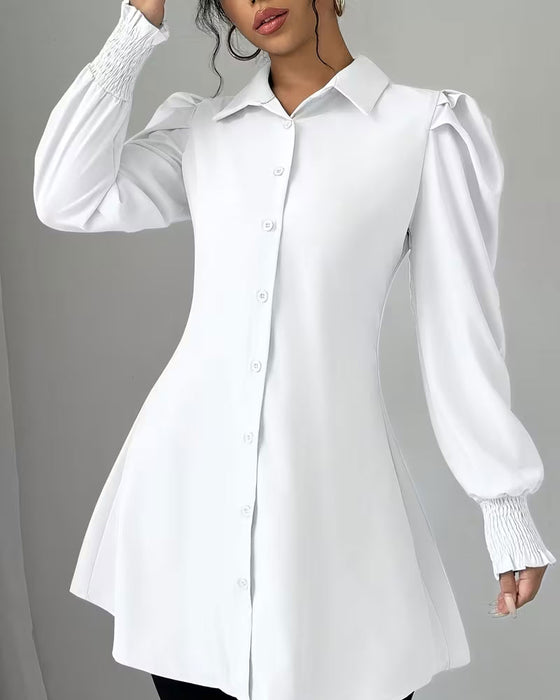 Blouse Col Chemise Unie Tendance