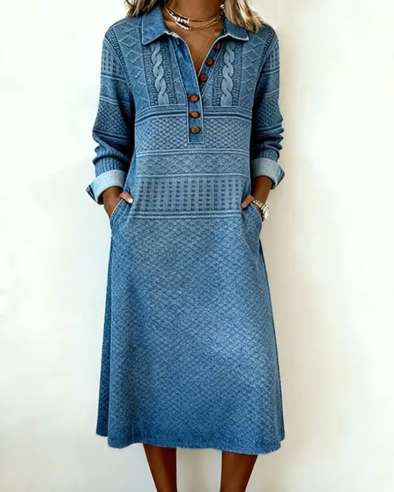 Robe Tendance Demi-Boutonné Revers