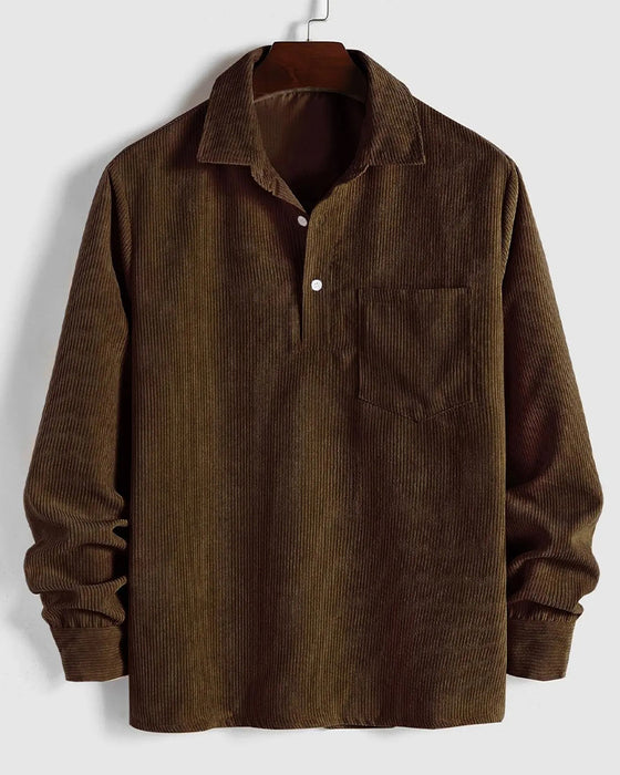 Blouse Homme Unie Revers Bouton