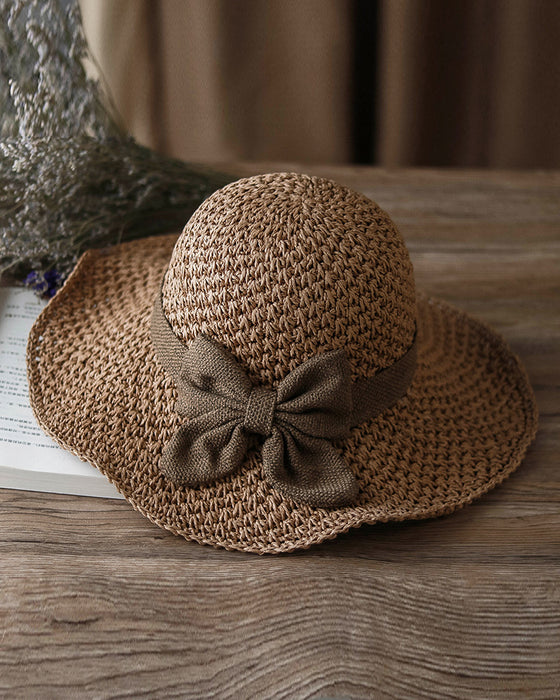 Chapeau Décontracté Vacances Nœud Papillon Paille