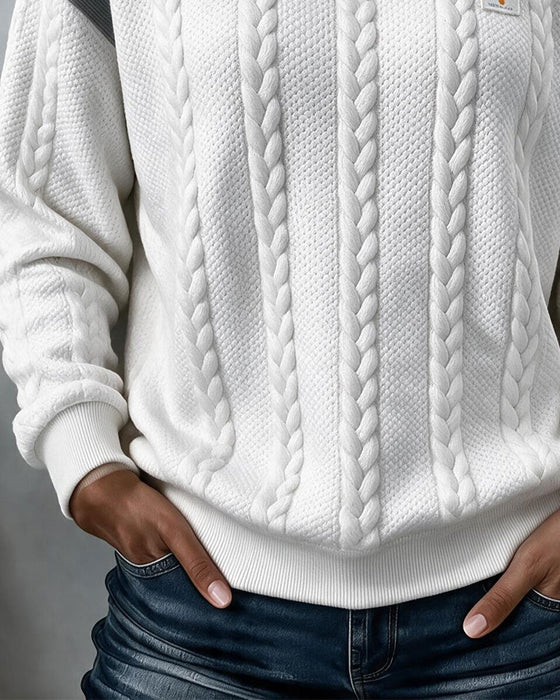 Sweatshirt Col Rond Torsadé Bloc De Couleur