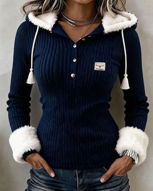 Haut Duveux Capuche Bouton