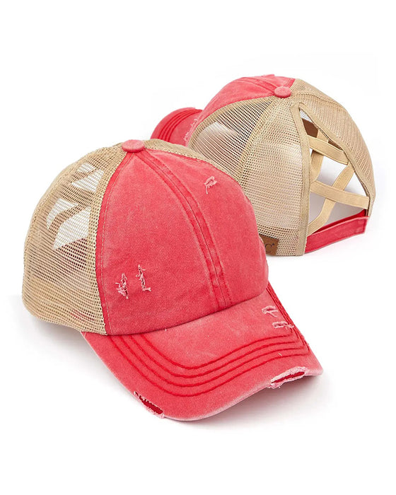 Casquette Ajustable Dos Croisé Denim Usé Baseball