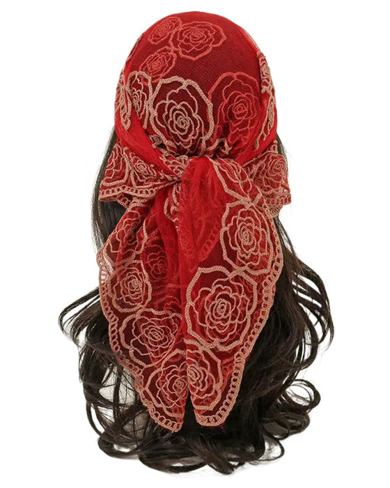Bandana Floral Mesh Scallop Design