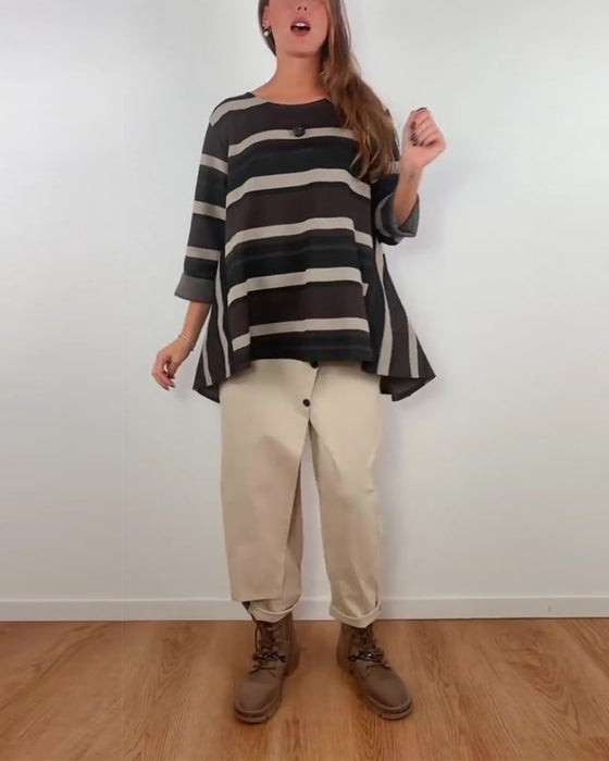 Pantalon Style Designer Coupe Irrégulière Carotte