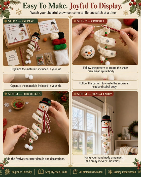 ☃️ Kit DIY Bonhomme De Neige En Spirale Au Crochet