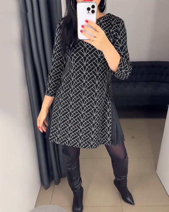 Robe imprimée ligne col rond