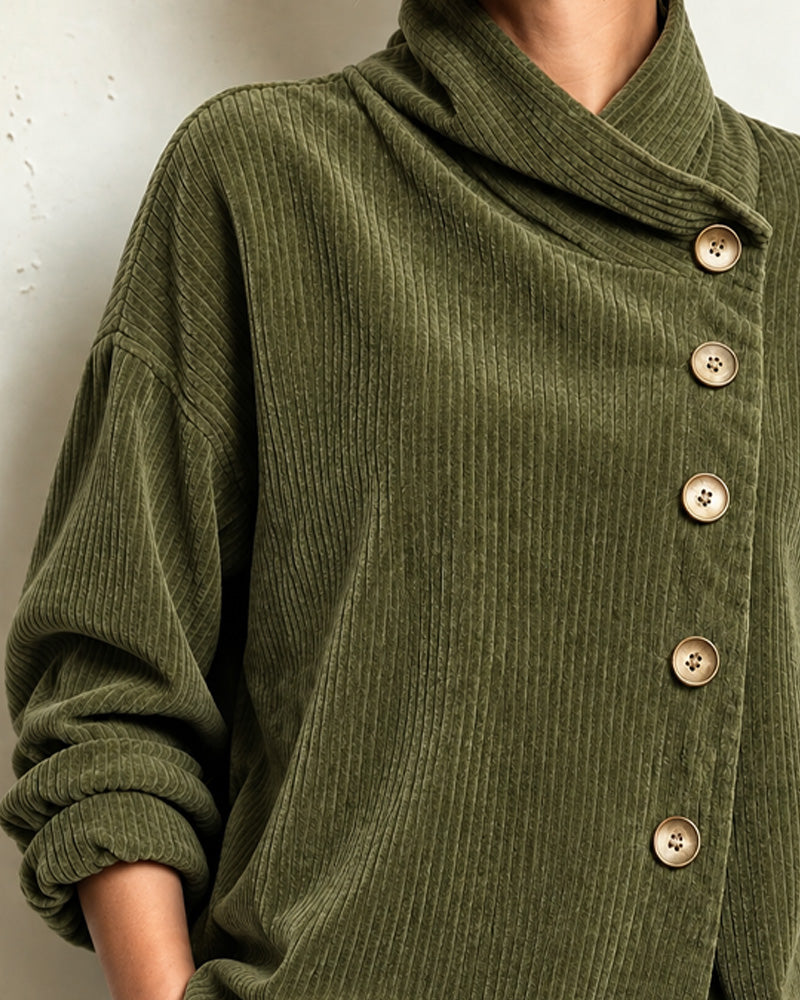 Manteau Col Roulé Bouton Lâche
