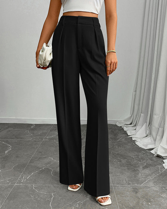 Pantalon Décontracté Ample Droit Large Jambe