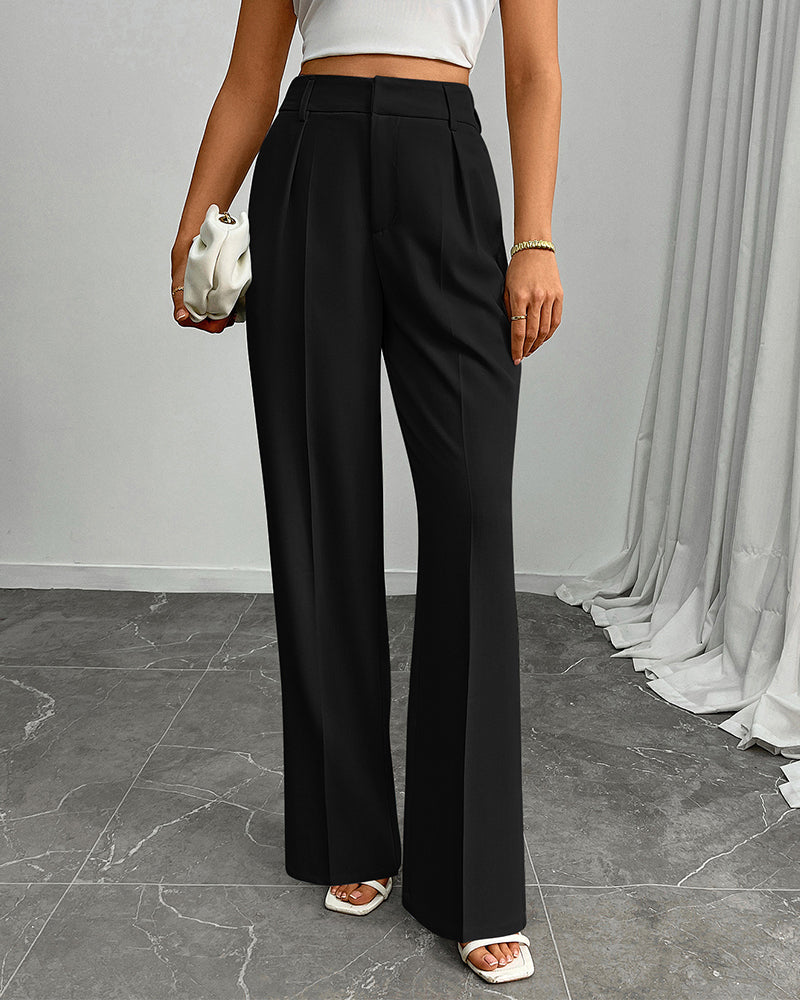 Pantalon Décontracté Ample Droit Large Jambe