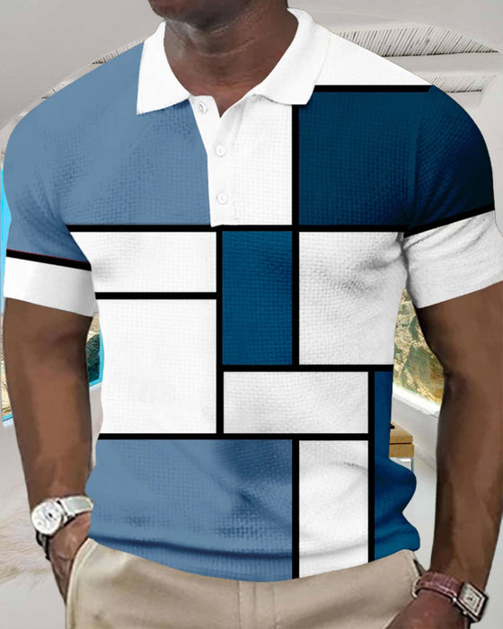 Une Chemise Polo avec un Design de Blocs de Couleurs et de Motif Gaufre