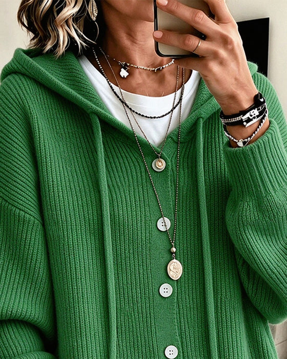 Manteau À Capuche Bouton Ample