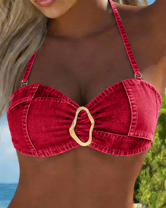 Bikini Porte-Jarretelles Boucle Métallique Deux-Pièces