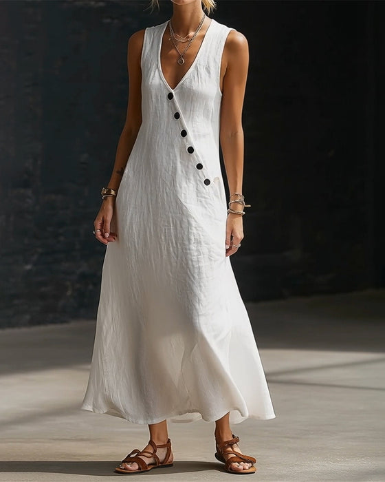 Robe Unie Bouton Gilet