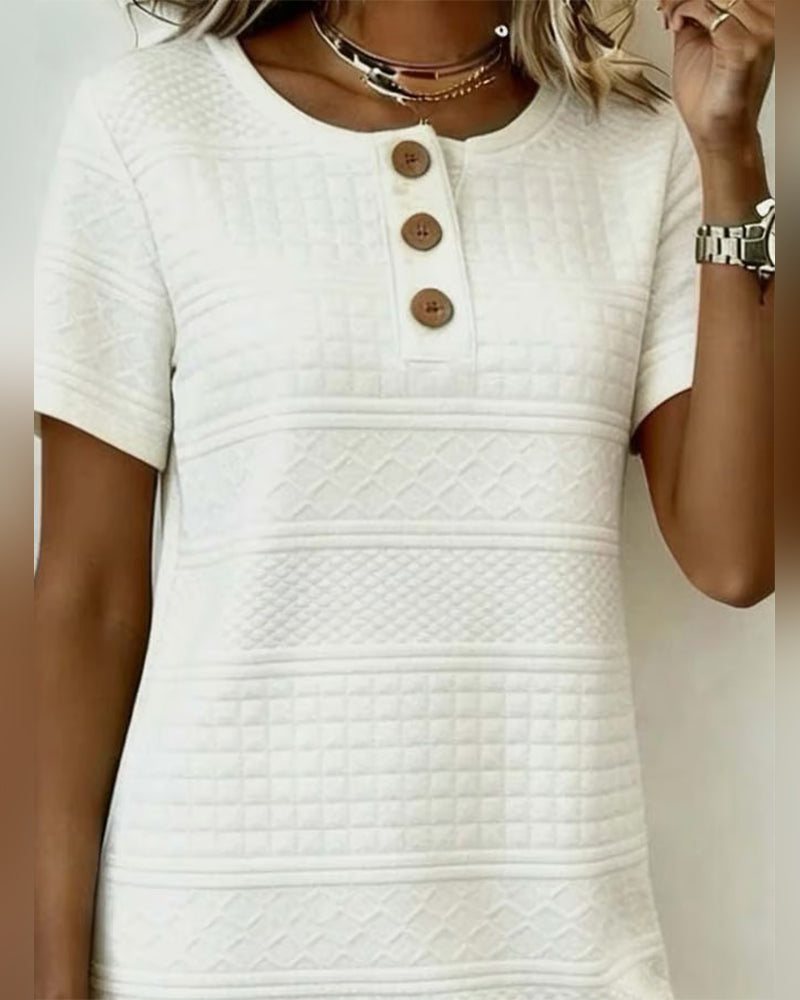 Robe Trois-Boutons Jacquard Droite