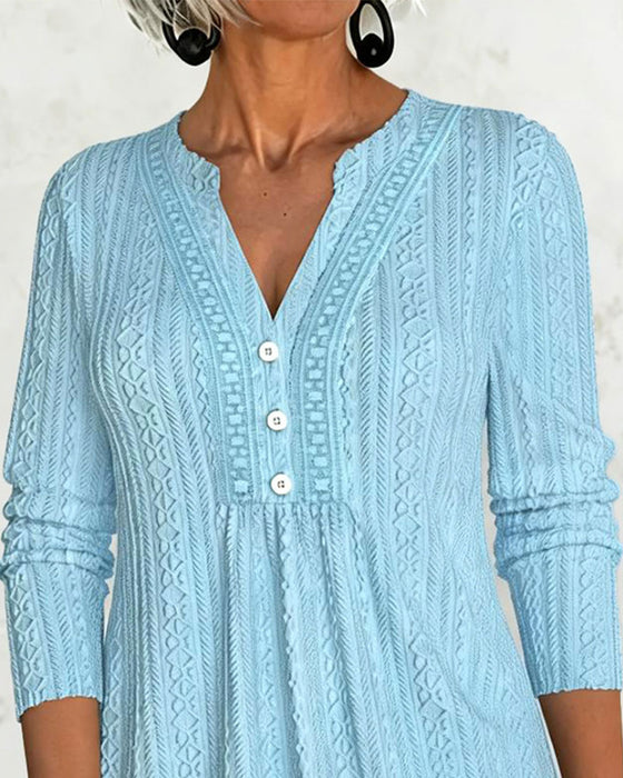 Blouse Unie Bouton Décontractée