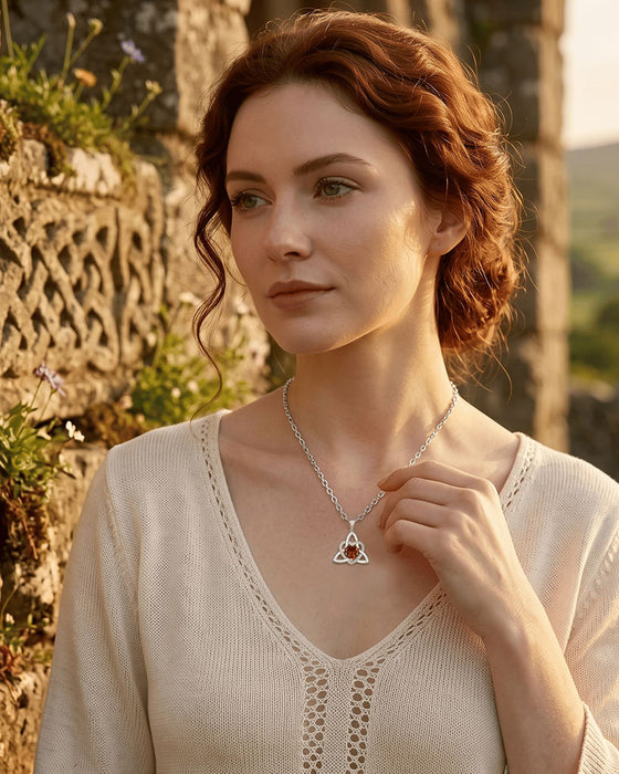 Collier Cœur Nœud Trinitaire Celtique Pierre De Naissance ✨ Pendentif Cœur Nœud Trinitaire Celtique Pierre De Naissance