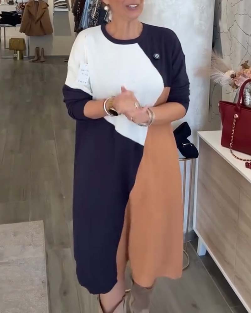 Robe Élégante Ample Color-Block