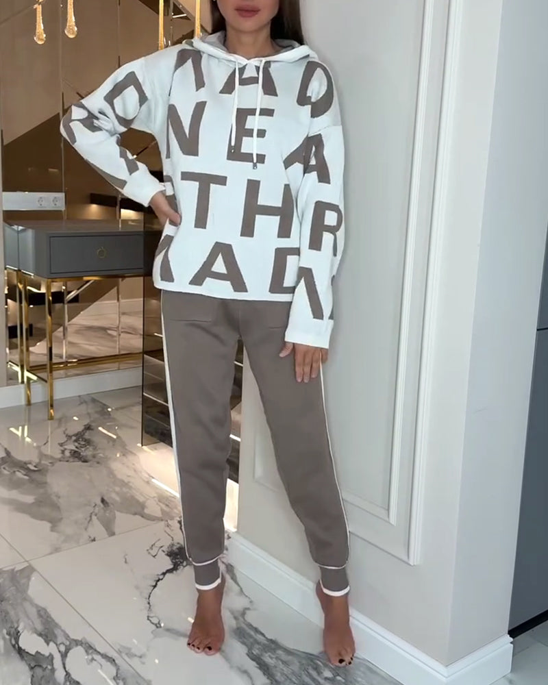 Ensemble Deux-Pièces À Capuche Et Imprimé Lettre