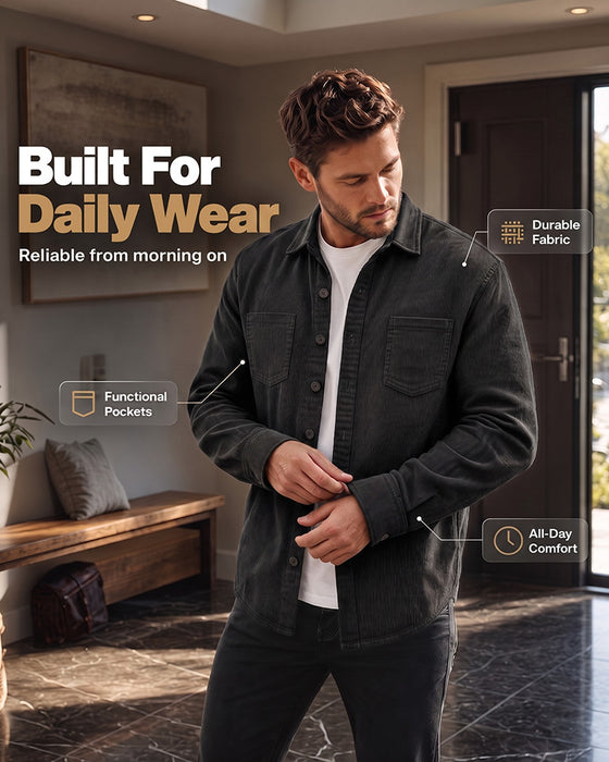 👔 Veste Chemise Décontractée En Velours Côtelé Pour Homme – Texture Classique Rencontre Confort Quotidien
