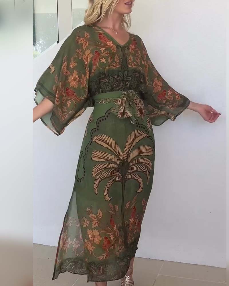 Robe Imprimée Col V Resort