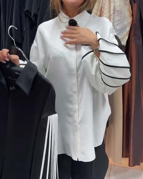 Chemise Contraste Ligne Manche Longue
