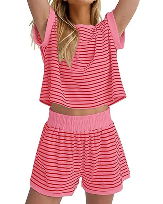 Set Short Manches Courtes Rayé