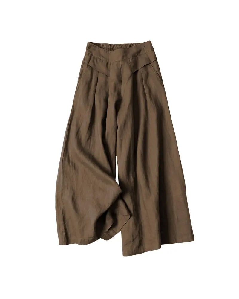 Pantalon Drapé Uni Décontracté Large