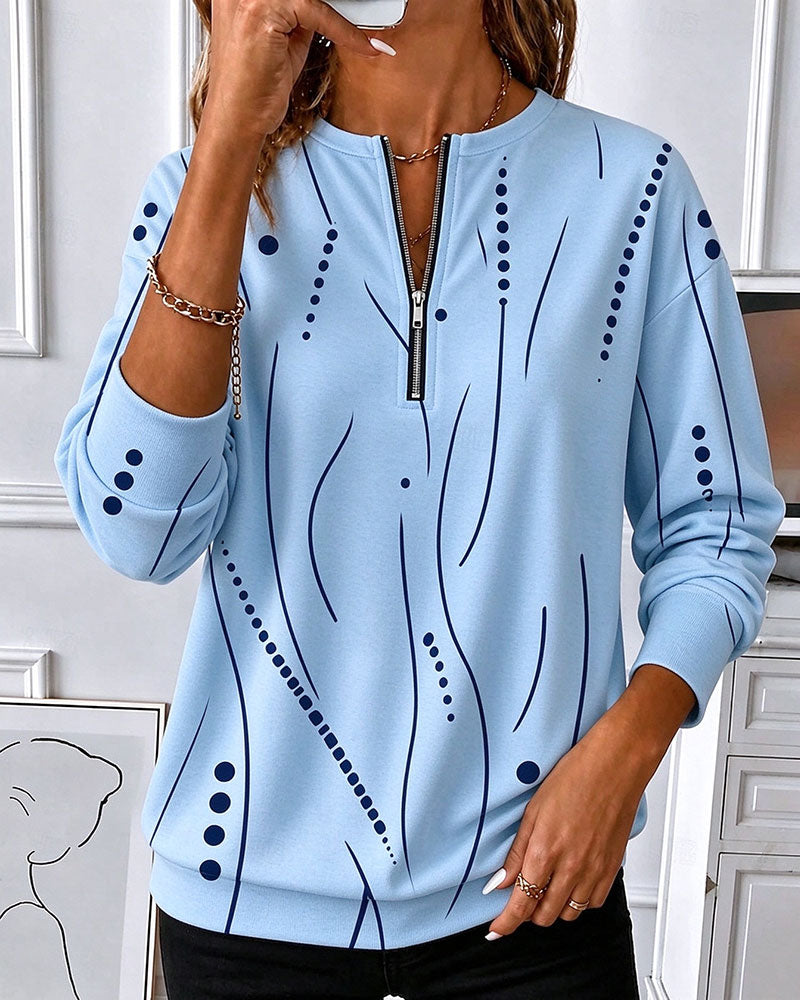 Sweatshirt Fermeture Éclair Ligne Col Rond