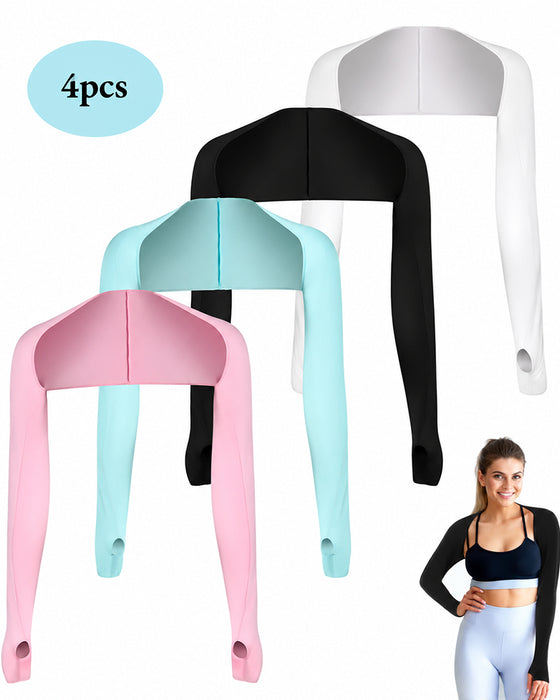 Manches De Protection UV Rafraîchissantes 4 Pièces Pour Femme Avec Trous Pour Les Pouces