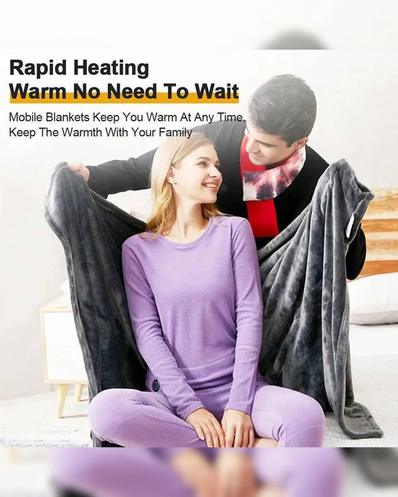 Couverture USB Chauffante En Flanelle Châle - Portable Réglable Électrique