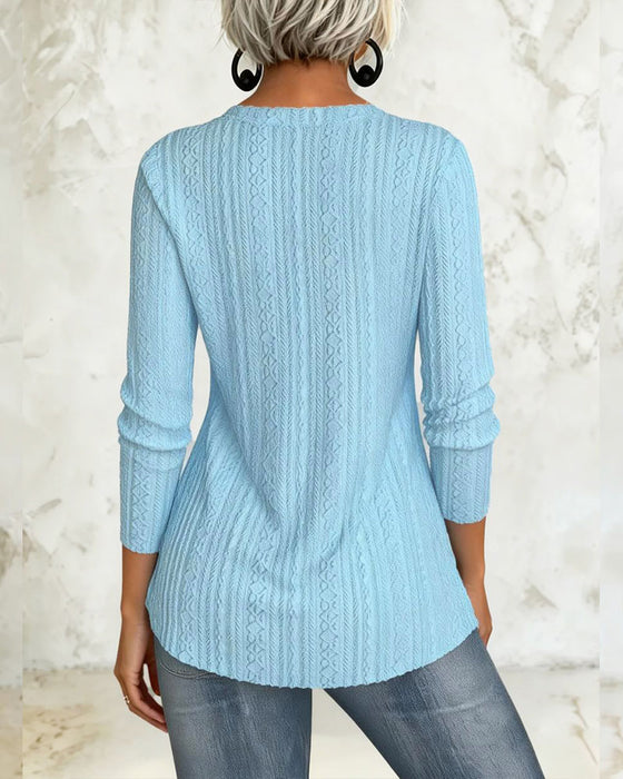 Blouse Unie Bouton Décontractée