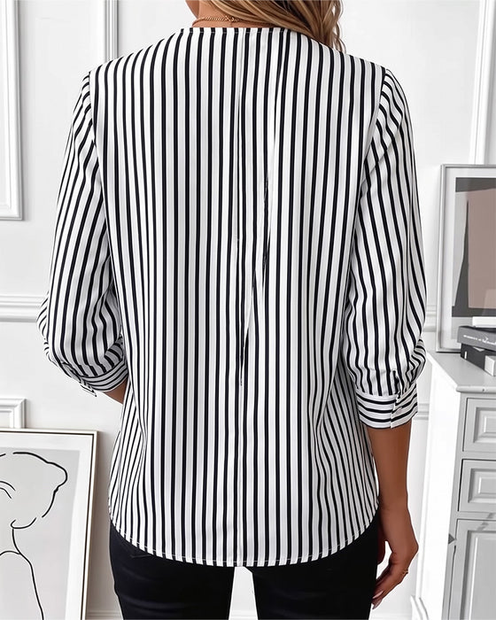Blouse Rayée Patchwork Fermeture Éclair