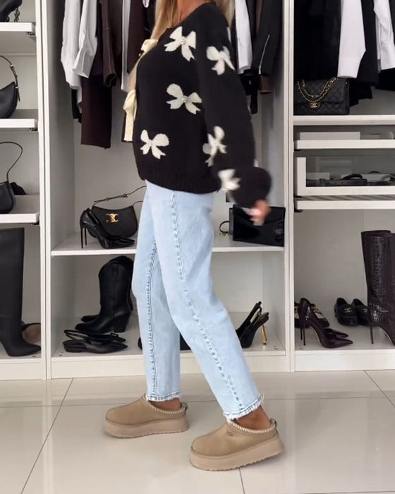 Cardigan à lacets avec perles et nœud