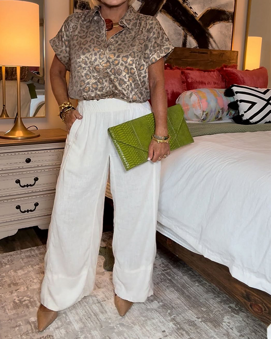 Chemisier décontracté imprimé léopard