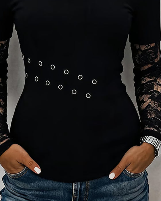 Blouse Cami Boucle Métallique Dentelle Panneau