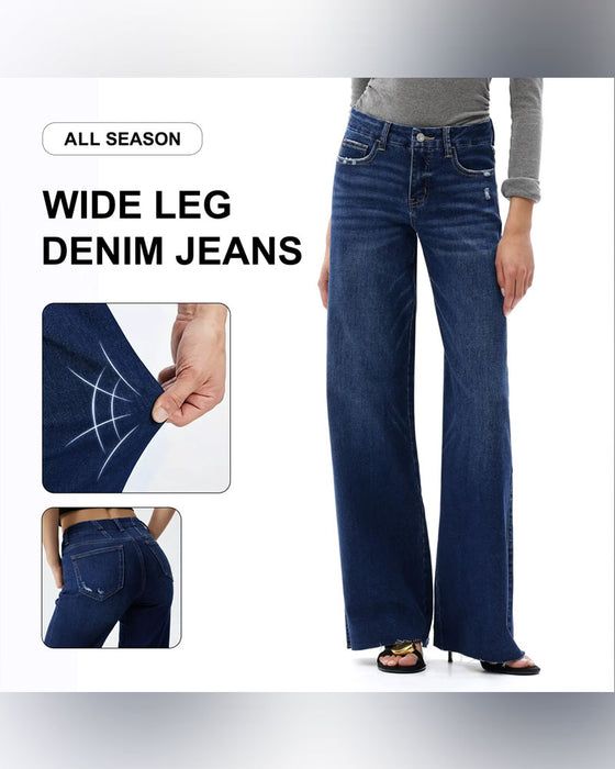 Jean Poche Bouton Jambe Large